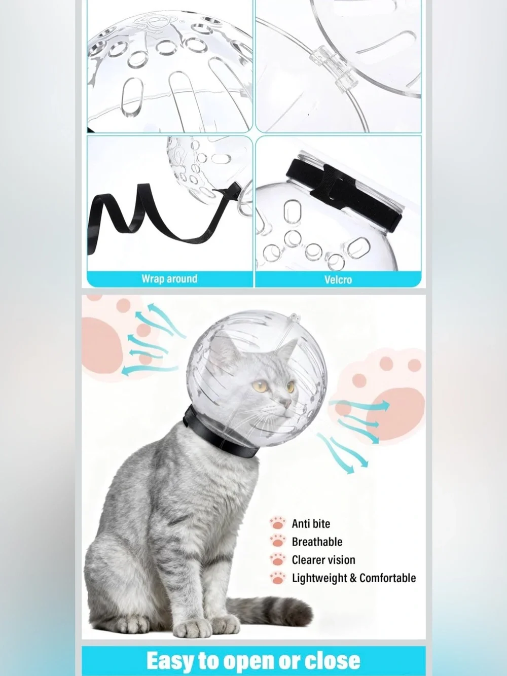 Cat Anti-Bite Muzzle & Mittens for Safe Grooming